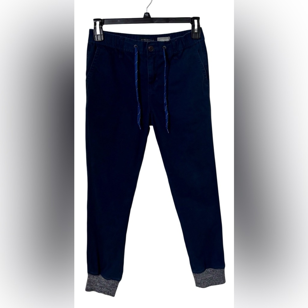 Aeropostale Navy Cotton Joggers Sz 28 Drawstring Cuffed Pants Casual Streetwear